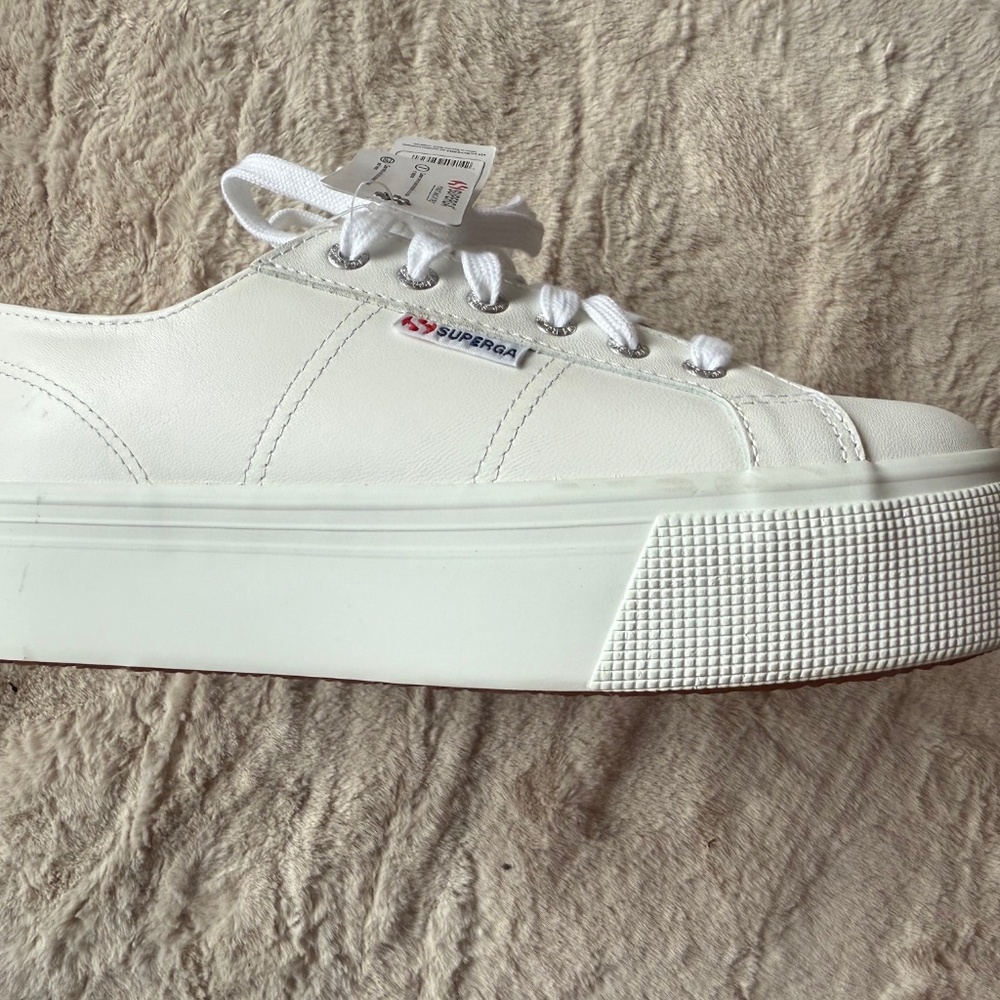 SUPERGA 2790 Platform Sneakers - White Leather - 41/9.5